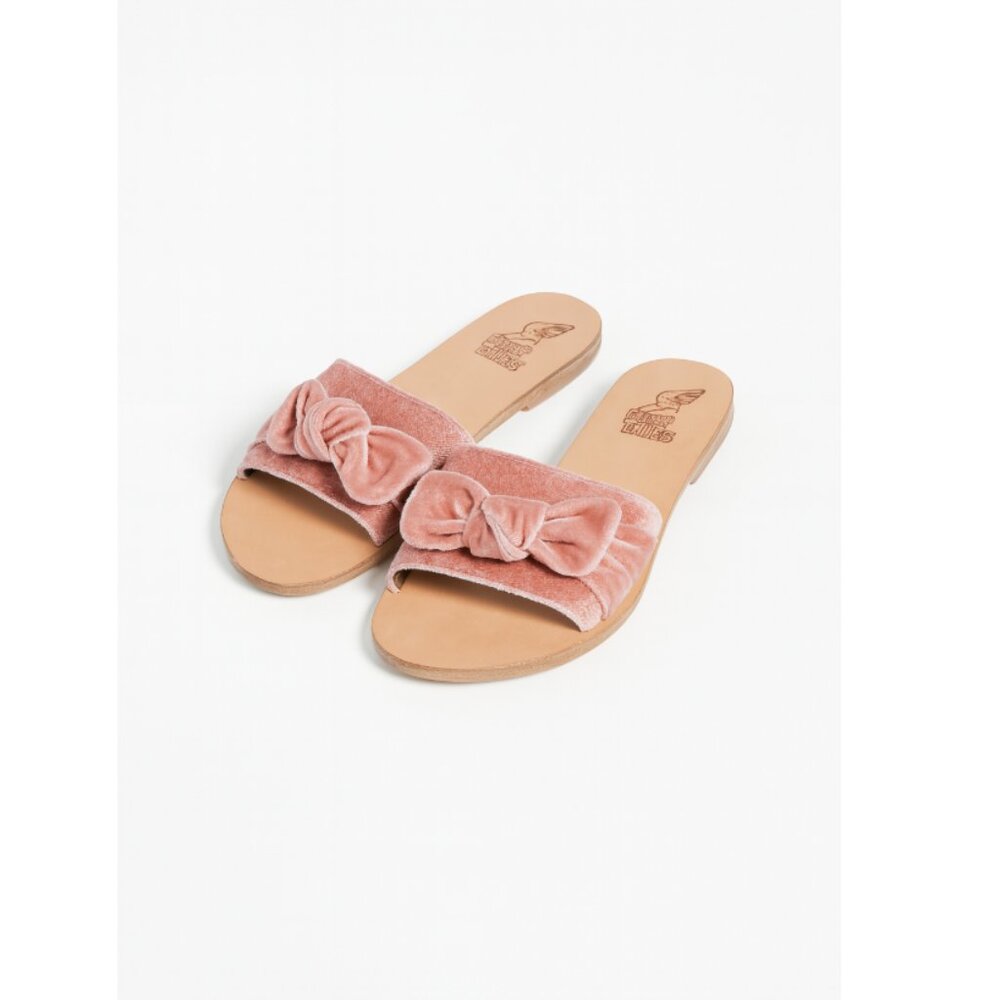 Ancient Greek Sandals Shoes Womens Size 38 Bow Slide Handmade Greece Flats